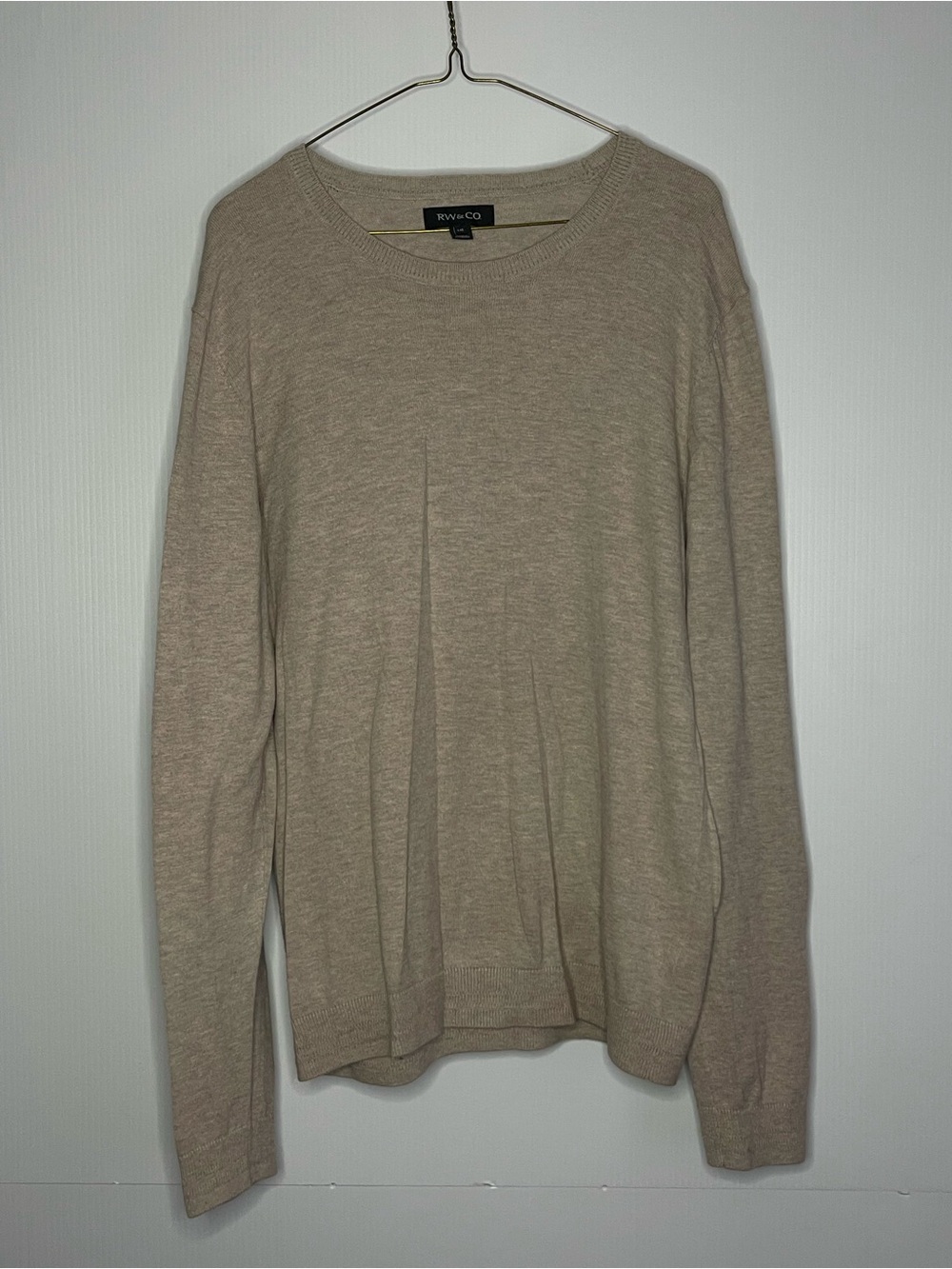 RW&CO. Neutral Beige Long-Sleeve Crewneck Sweater